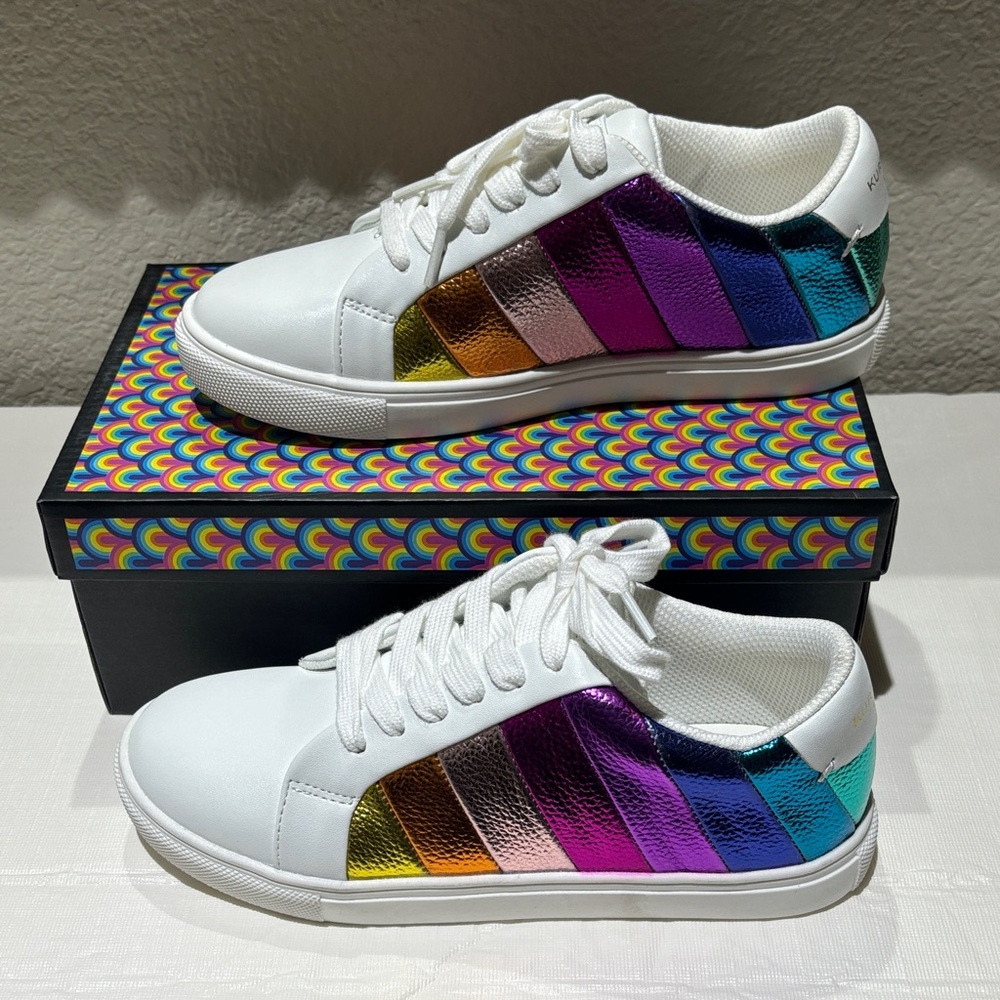 Kurt Geiger Kids Sneakers White with Rainbow Stripes